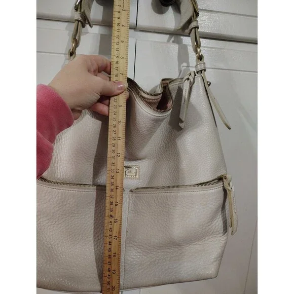 Dooney and Bourke Dillen Pocket Sac handbag Leather  Ivory purse Tote Bag Read - Picture 8 of 12